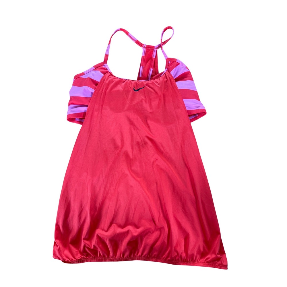 Nike pink and red tankini razorback double top bathing suit beach swim‎